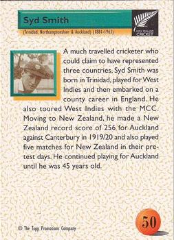 1995 The Topp Promotions Co. Centenary of New Zealand Cricket #50 Syd Smith Back