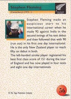1995 The Topp Promotions Co. Centenary of New Zealand Cricket #56 Stephen Fleming Back