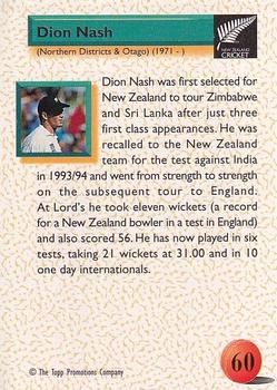 1995 The Topp Promotions Co. Centenary of New Zealand Cricket #60 Dion Nash Back