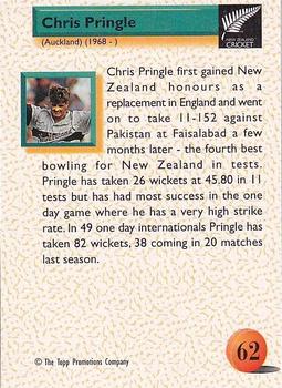 1995 The Topp Promotions Co. Centenary of New Zealand Cricket #62 Chris Pringle Back