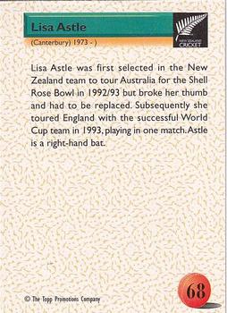 1995 The Topp Promotions Co. Centenary of New Zealand Cricket #68 Lisa Astle Back