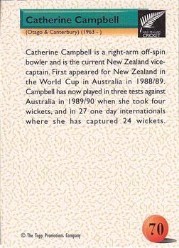 1995 The Topp Promotions Co. Centenary of New Zealand Cricket #70 Catherine Campbell Back
