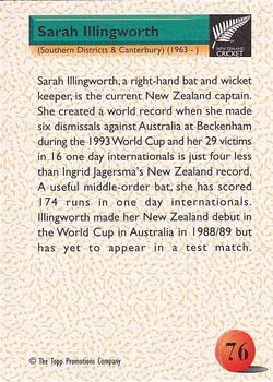 1995 The Topp Promotions Co. Centenary of New Zealand Cricket #76 Sarah Illingworth Back