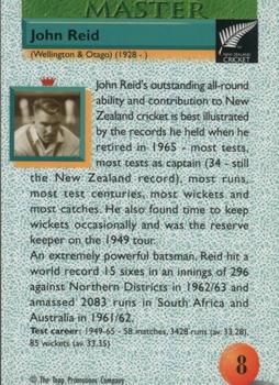 1995 The Topp Promotions Co. Centenary of New Zealand Cricket - The Masters #8 John Reid Back