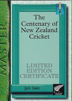 1995 The Topp Promotions Co. Centenary of New Zealand Cricket - The Masters #2 Jack Cowie Front