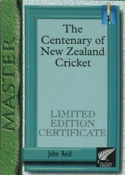 1995 The Topp Promotions Co. Centenary of New Zealand Cricket - The Masters #8 John Reid Front