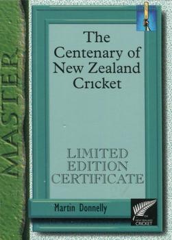 1995 The Topp Promotions Co. Centenary of New Zealand Cricket - The Masters #11 Martin Donnelly Front