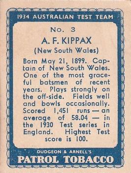 1934 Dudgeon & Arnell Australian Test Team #3 Alan Kippax Back