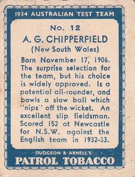 1934 Dudgeon & Arnell Australian Test Team #12 Arthur Chipperfield Back