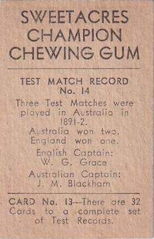 1932 Sweetacres Champion Chewing Gum #13 Stan McCabe Back