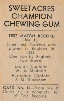 1932 Sweetacres Champion Chewing Gum #14 Alan Kippax Back