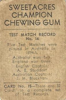 1932 Sweetacres Champion Chewing Gum #15 Don Bradman Back