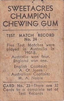 1932 Sweetacres Champion Chewing Gum #23 Freddie Brown Back