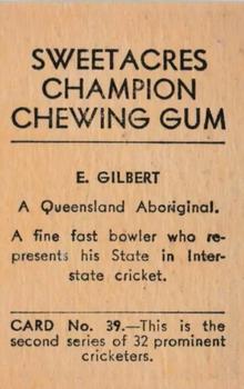 1932 Sweetacres Champion Chewing Gum #39 Eddie Gilbert Back