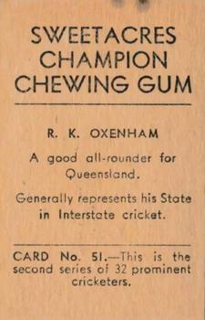 1932 Sweetacres Champion Chewing Gum #51 Ronald Oxenham Back