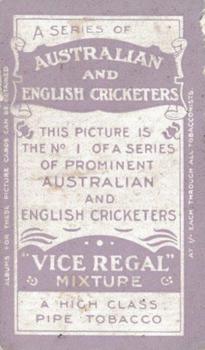 1911-12 Wills's Australian and English Cricketers #1 Rupert Minnett Back
