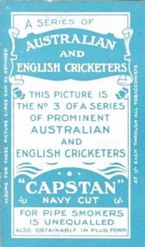 1911-12 Wills's Australian and English Cricketers #3 Warren Bardsley Back
