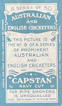 1911-12 Wills's Australian and English Cricketers #9 Bill Whitty Back