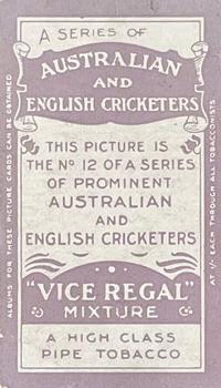1911-12 Wills's Australian and English Cricketers #12 Jimmy Matthews Back