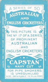 1911-12 Wills's Australian and English Cricketers #17 Robert Rees Back