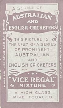 1911-12 Wills's Australian and English Cricketers #27 John Barnes Back