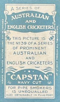 1911-12 Wills's Australian and English Cricketers #39 George Thompson Back