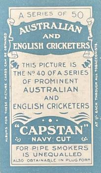 1911-12 Wills's Australian and English Cricketers #40 Reggie Spooner Back