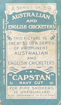 1911-12 Wills's Australian and English Cricketers #52 Johnny Douglas Back