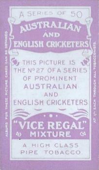 1911-12 Wills's Australian and English Cricketers #27 John Barnes Back