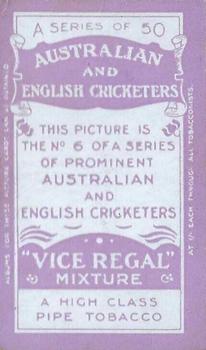 1911-12 Wills's Australian and English Cricketers #6 Victor Trumper Back