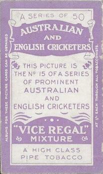 1911-12 Wills's Australian and English Cricketers #15 Charlie Kelleway Back