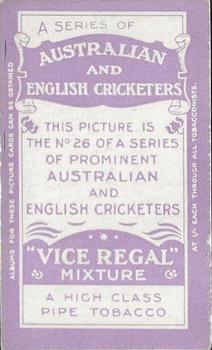 1911-12 Wills's Australian and English Cricketers #26 Frank Woolley Back