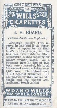 1908 WILLS's Cigarettes; Cricketers #14 Jack Board Back