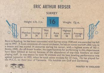 1959 A&BC Cricket #16 Eric Bedser Back