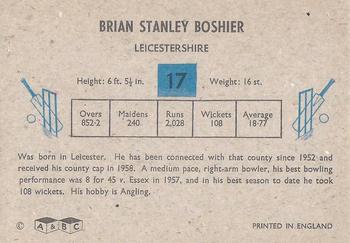 1959 A&BC Cricket #17 Brian Boshier Back