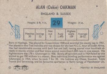 1959 A&BC Cricket #29 Alan Oakman Back
