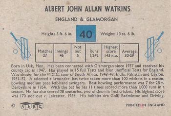 1959 A&BC Cricket #40 Allan Watkins Back