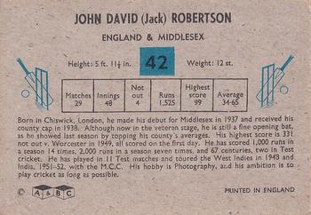 1959 A&BC Cricket #42 Jack Robertson Back