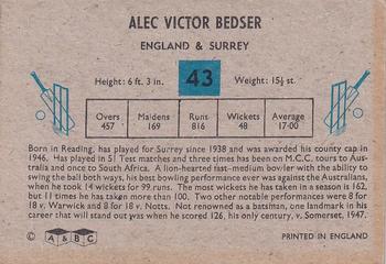 1959 A&BC Cricket #43 Alec Bedser Back