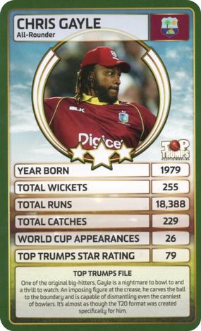 2018 Top Trumps World Cricket Stars #NNO Chris Gayle Front
