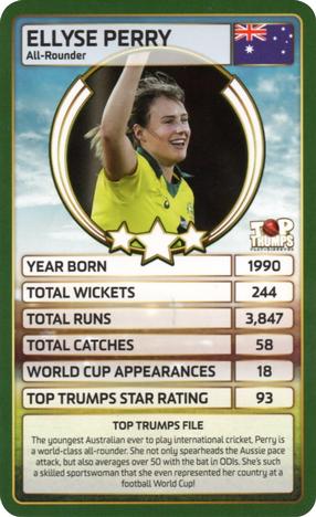 2018 Top Trumps World Cricket Stars #NNO Ellyse Perry Front