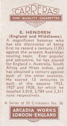 1934 Carreras A Series Of 50 Cricketers #36 Patsy Hendren Back