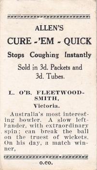 1938 Allen's Test Cricketers #5 Chuck Fleetwood-Smith Back