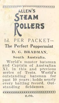 1938 Allen's Test Cricketers #1 Don Bradman Back