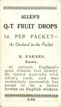 1938 Allen's Test Cricketers #35 Ken Farnes Back