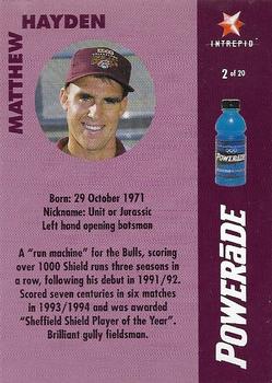 1995-96 Intrepid Shield Legends Queensland Bulls #2 Matthew Hayden Back