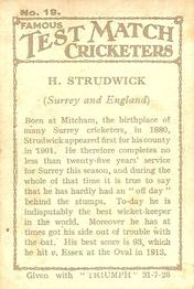 1926 Amalgamated Press Famous Test Match Cricketers #19 Bert Strudwick Back