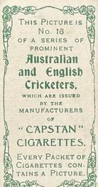 1907 Wills's Capstan Cigarettes Prominent Australian and English Cricketers #16 Jim Mackay Back