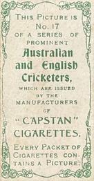 1907 Wills's Capstan Cigarettes Prominent Australian and English Cricketers #17 Hanson Carter Back