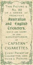 1907 Wills's Capstan Cigarettes Prominent Australian and English Cricketers #23 Mick Waddy Back